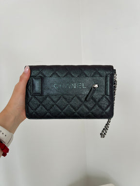 Chanel Purple and Green Iridescent Wristlet Clutch