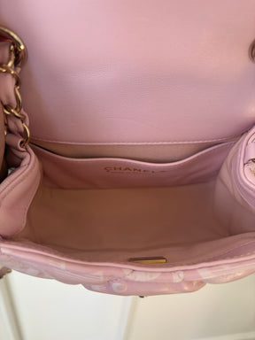 Chanel Pink Printed Lambskin Quilted Mini Flap Bag