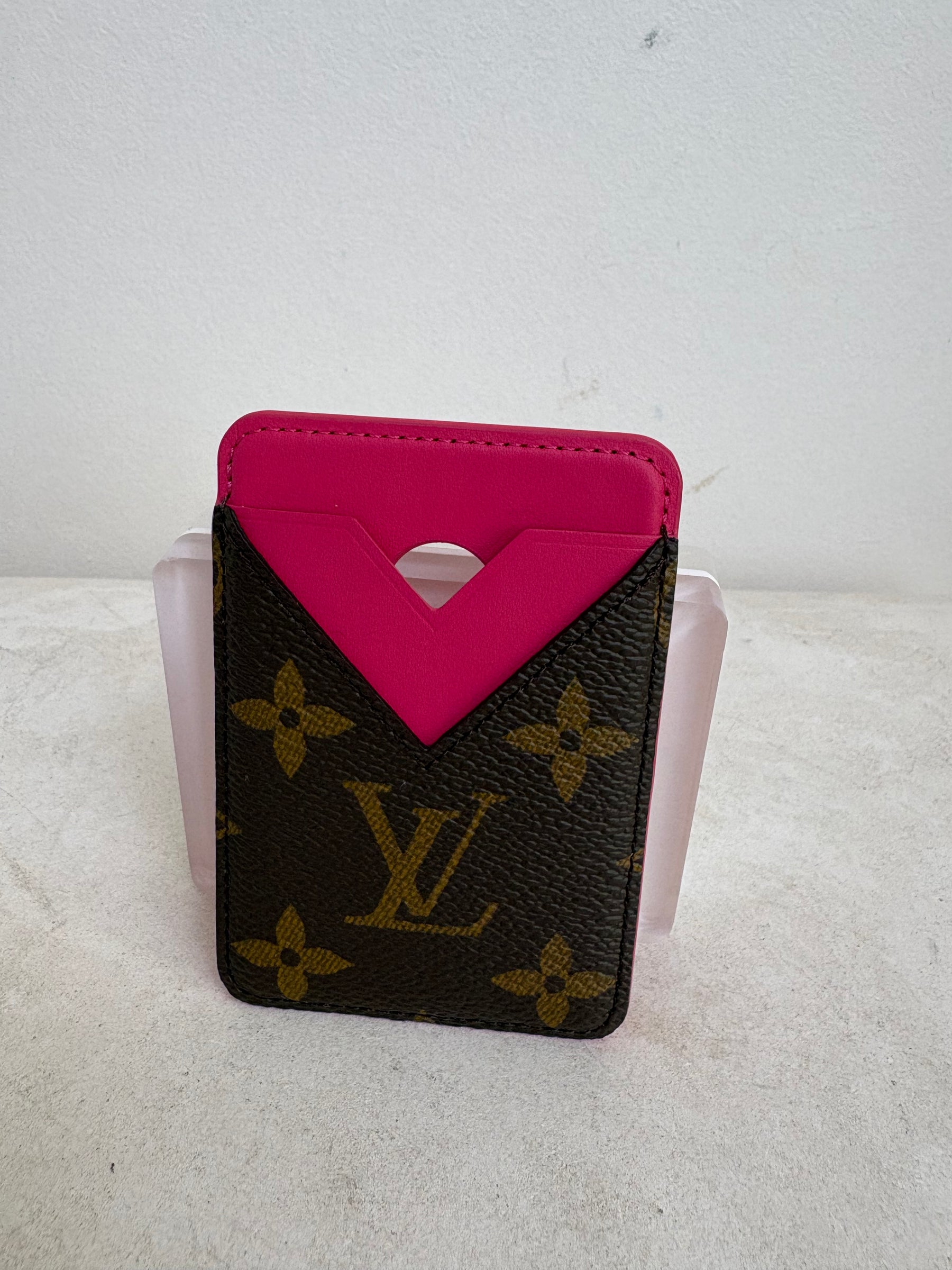 Louis Vuitton Canvas Monogram and Pink Leather Magnetic Card Holder
