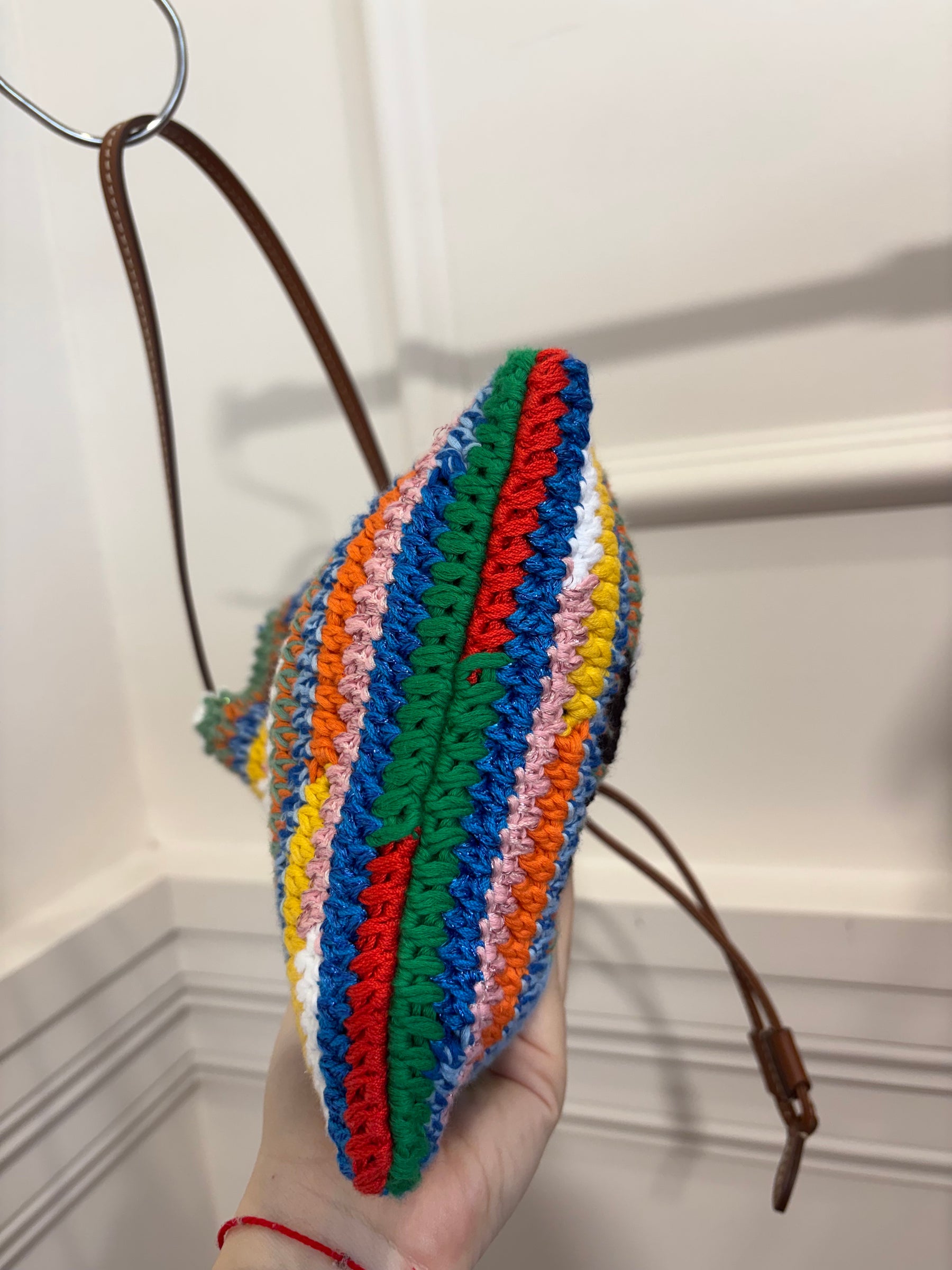 Miu Miu Multi Coloured Crochet And Leather Pouch