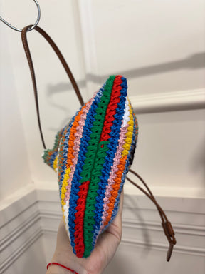 Miu Miu Multi Coloured Crochet And Leather Pouch