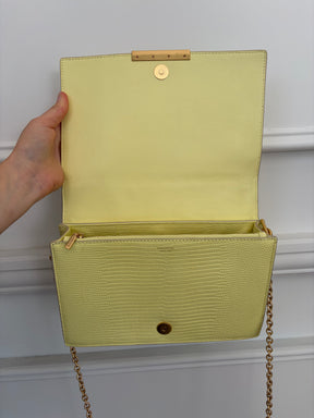 Oroton Yellow Lizard Embossed Crossbody Bag