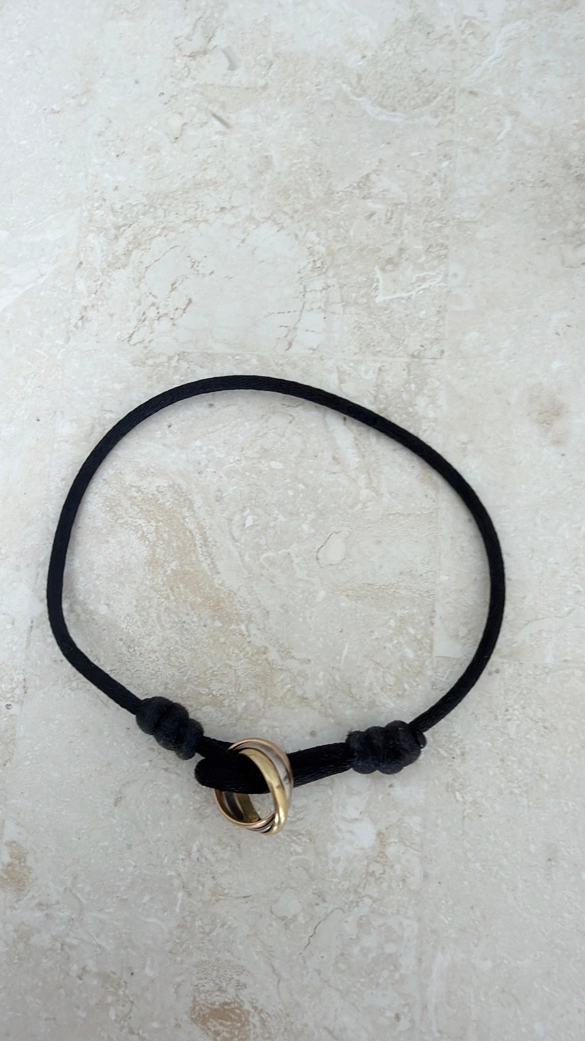 Cartier Black Silk Cord Trinity Bracelet