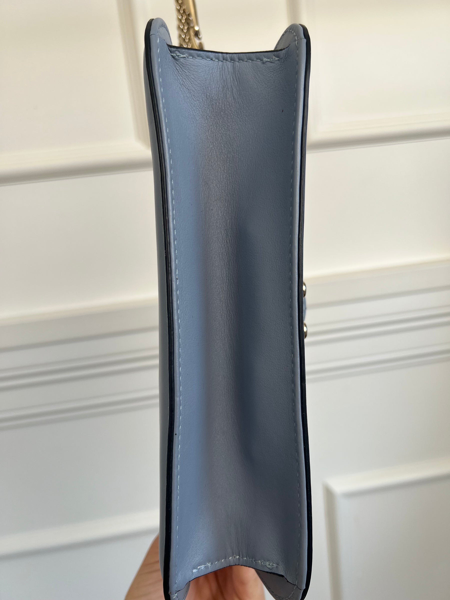 Valentino Garavani Pale Blue Leather Rockstud Spike Chain Shoulder Bag