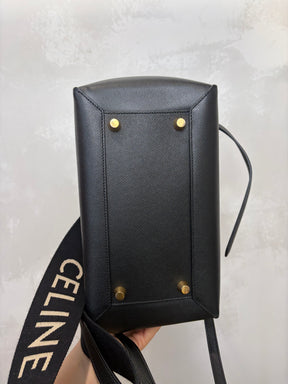 Celine Black Leather Belt Bag with Additional Logo Strap