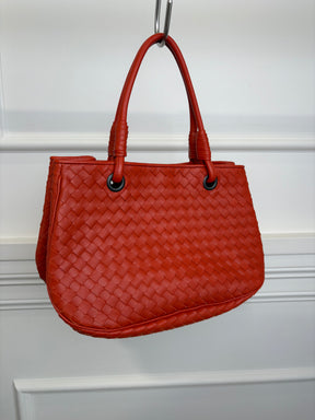 Bottega Veneta Orange Intrecciato Leather Mini Tote