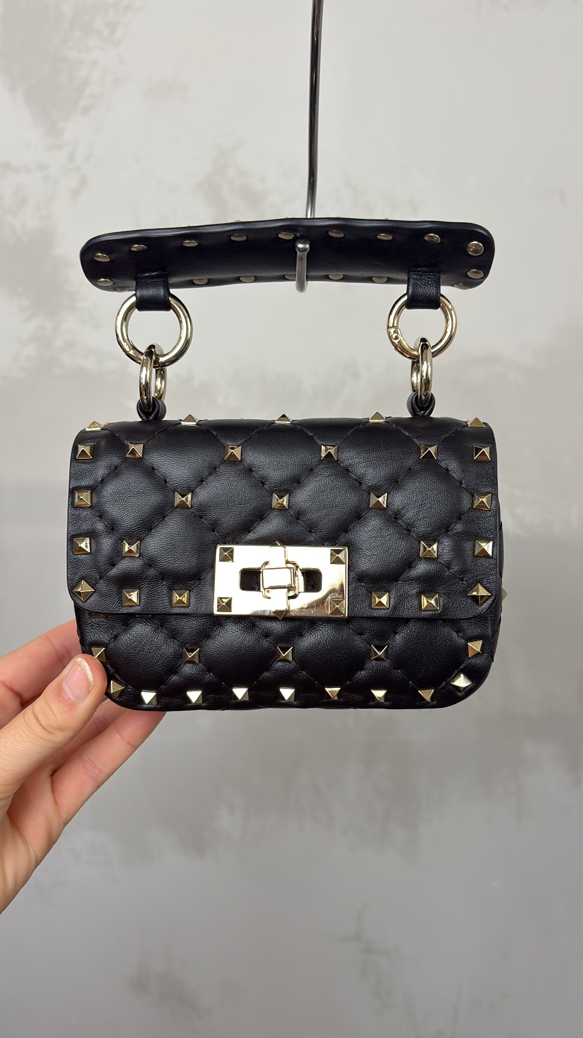 Valentino Garavani Black Leather Mini Rockstud Spike Shoulder Bag