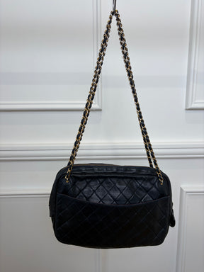 Chanel Navy Lambskin Leather Shoulder Camera Bag