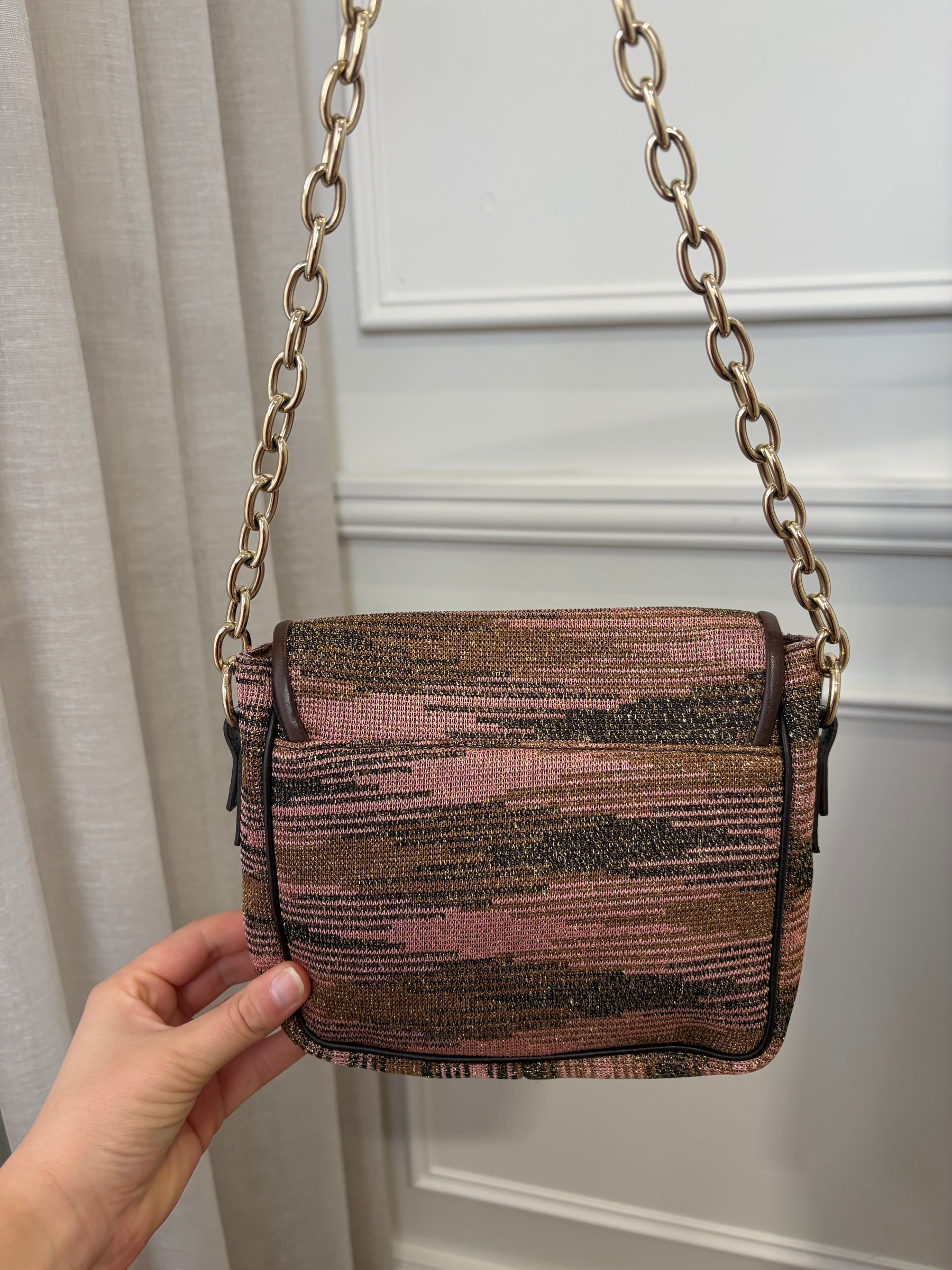 Missoni Pink And Gold Metallic Shoulder Bag