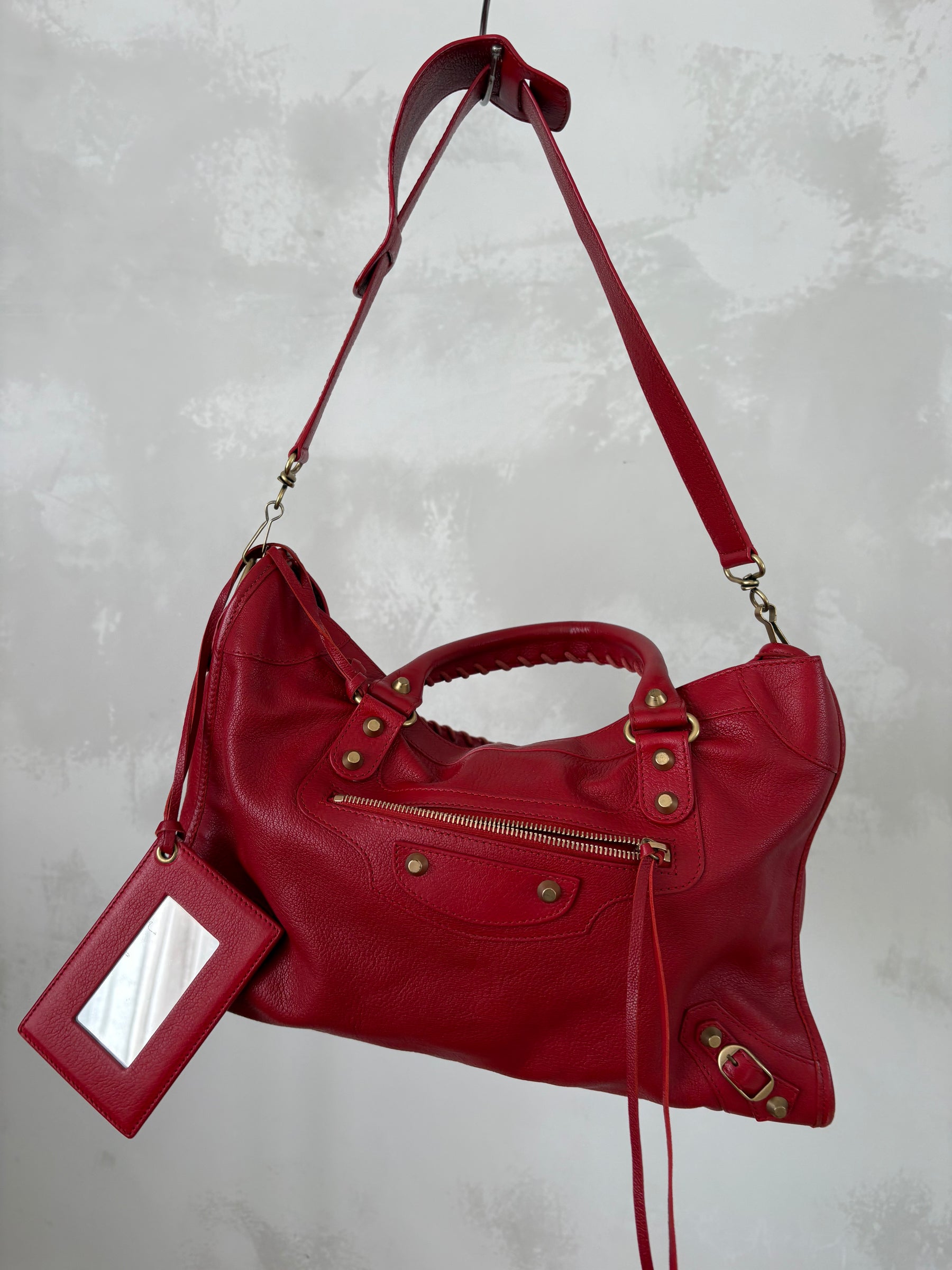 Balenciaga Red Leather City Bag