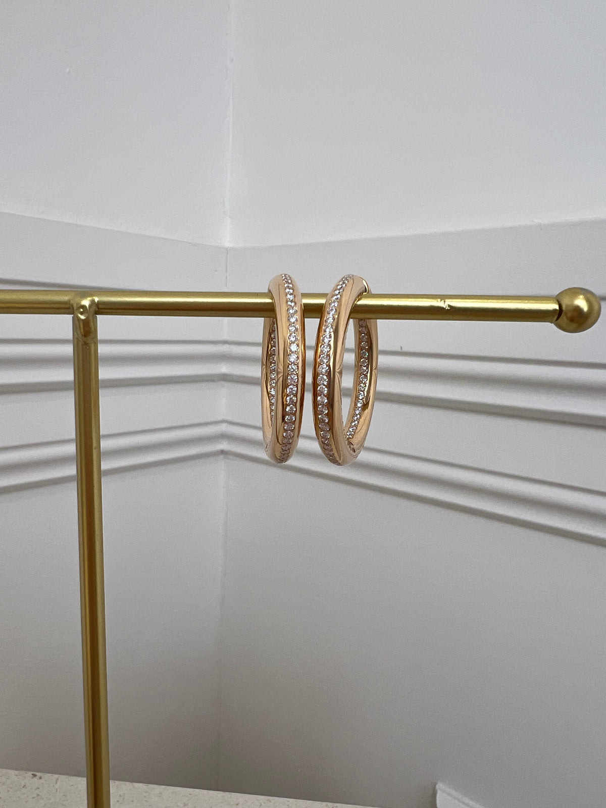 Wempe Rose Gold Twist Hoop Diamond Earrings