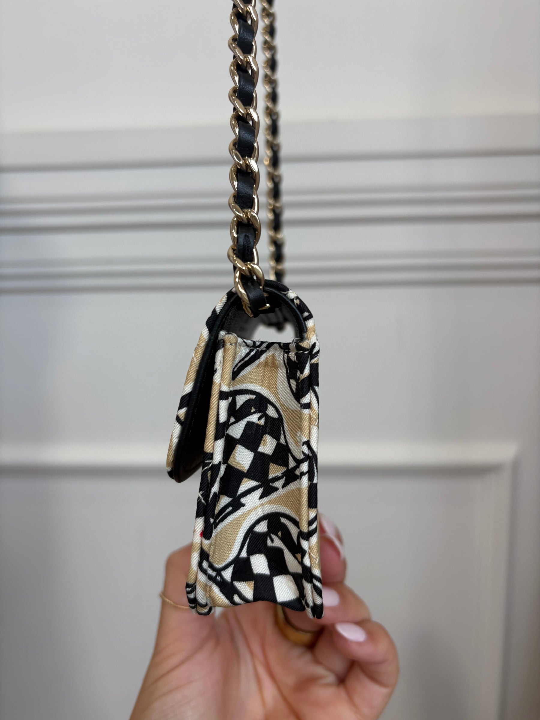 Chanel Chanel Black White and Beige Flag Print Mini Bag