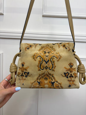 Loewe Tapestry Print Suede Fringed Flamenco Bag