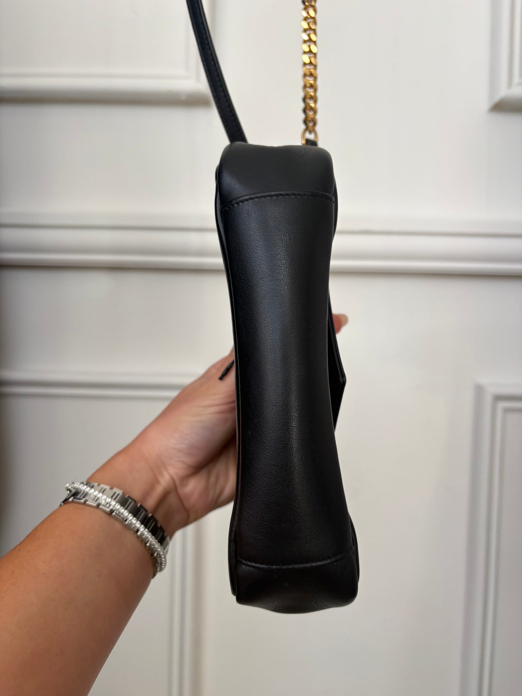 Saint Laurent Black Leather Envelope Crossbody bag