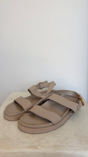Gianvito Rossi Beige Leather Dad Sandals, 40