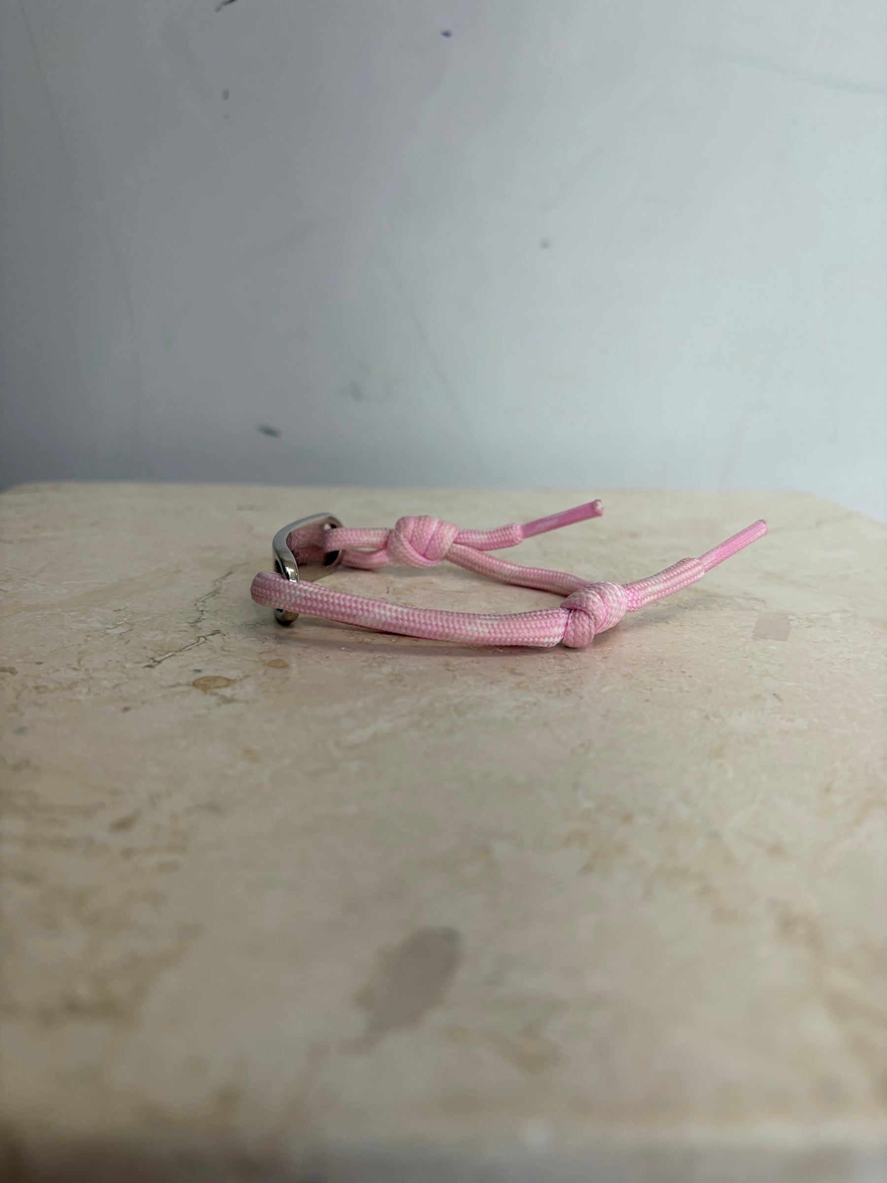 Balenciaga Pink Rope Logo Plaque Bracelet
