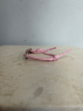 Balenciaga Pink Rope Logo Plaque Bracelet