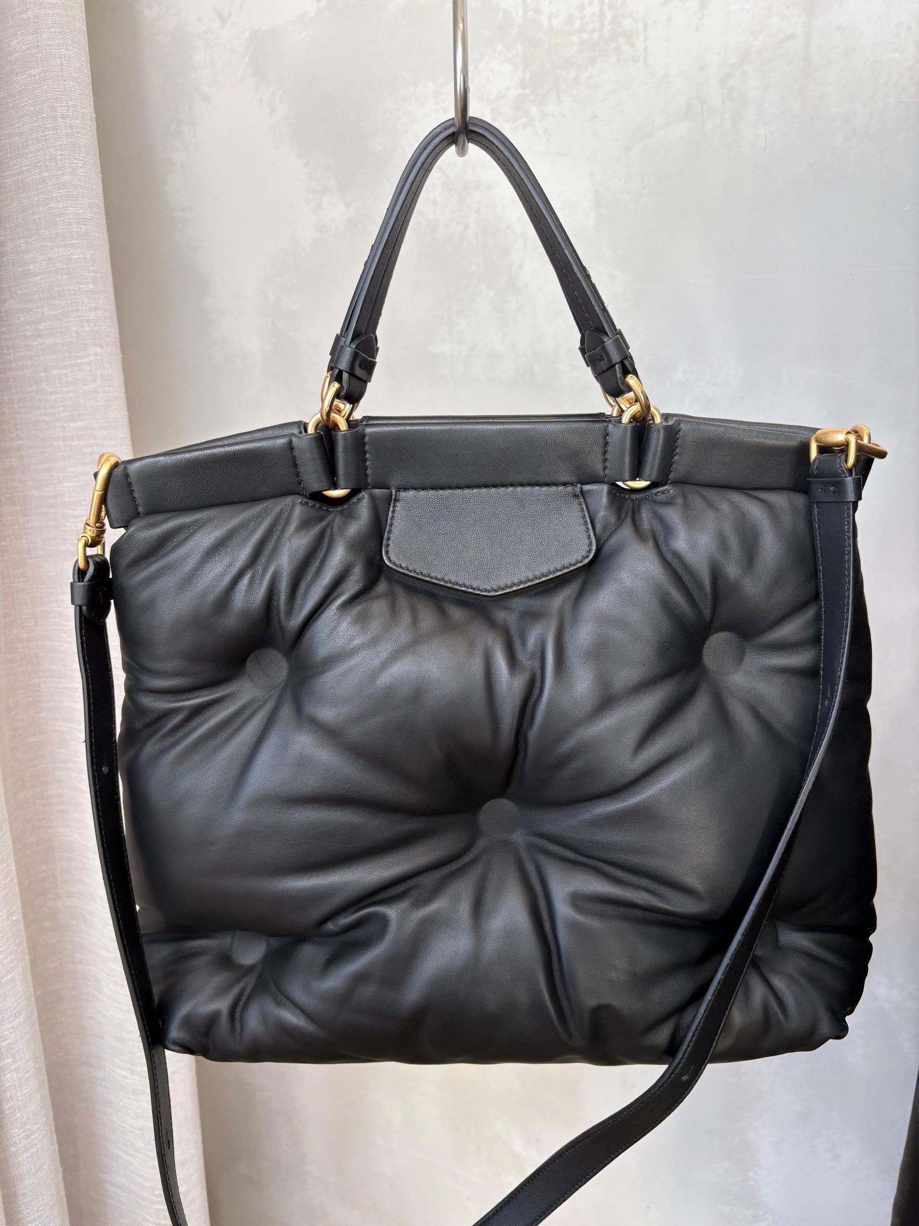 Maison Margiela Black Leather Glam Slam Shopper Tote