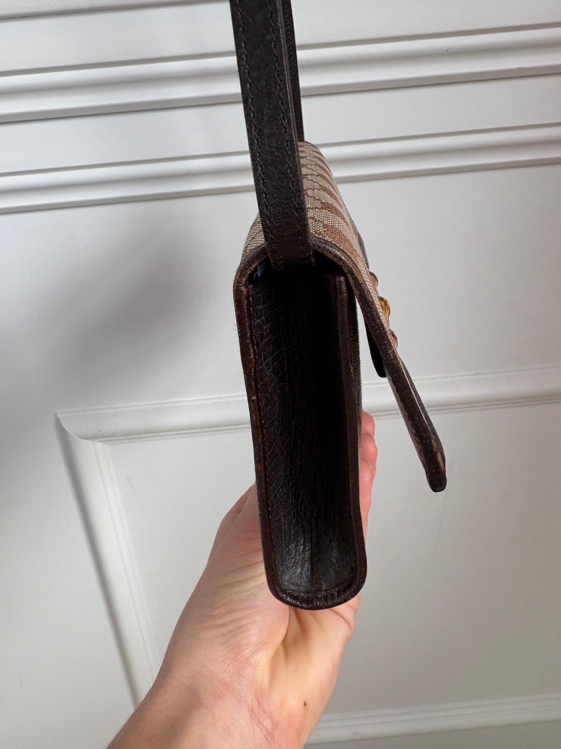 Gucci Monogram  Bamboo Bar Clutch
