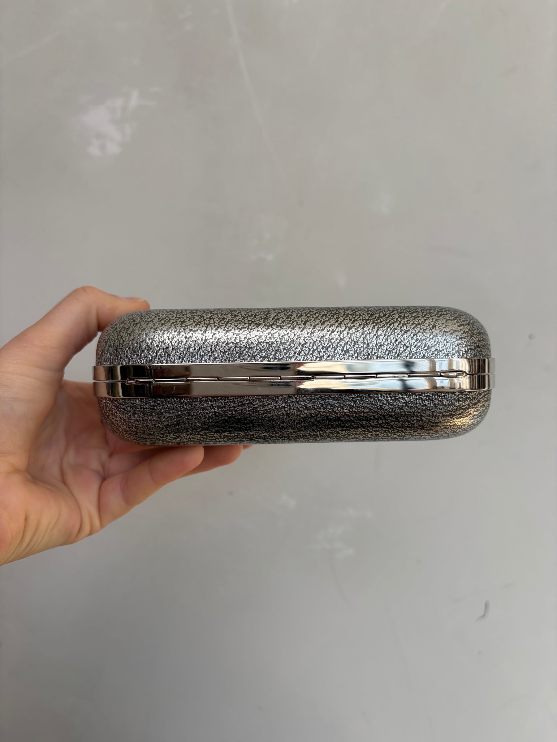 Alexander McQueen Silver Leather Skull Clutch