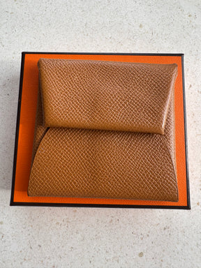 Hermès Gold Epsom Leather Bastia Coin Purse