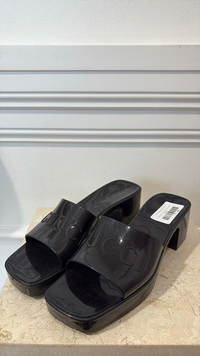 Gucci Black Rubber logo Mules, 41