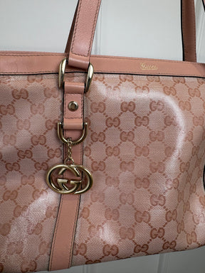 Gucci Pink Coated Canvas Monogram Medium Abbey Tote