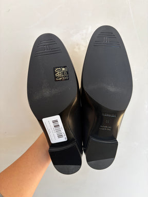 Hermès Calfskin And Canvas Paris Loafers Black Grey, 38