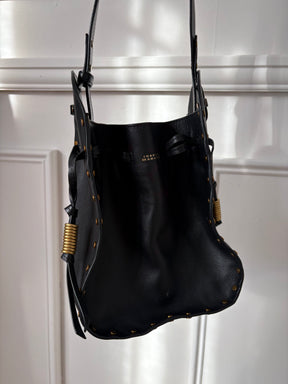 Isabel Marant Black Leather Studded Silao Bucket Bag