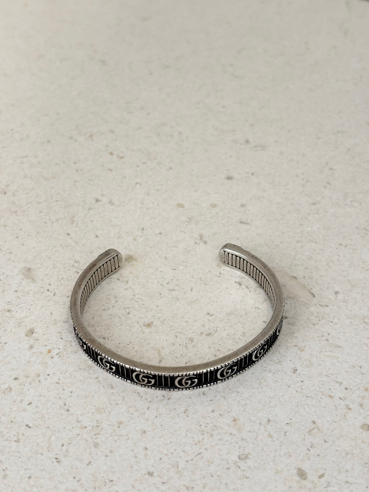 Gucci GG Silver And Black Cuff