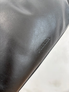Prada Black Leather Acrylic Handle Shoulder Bag