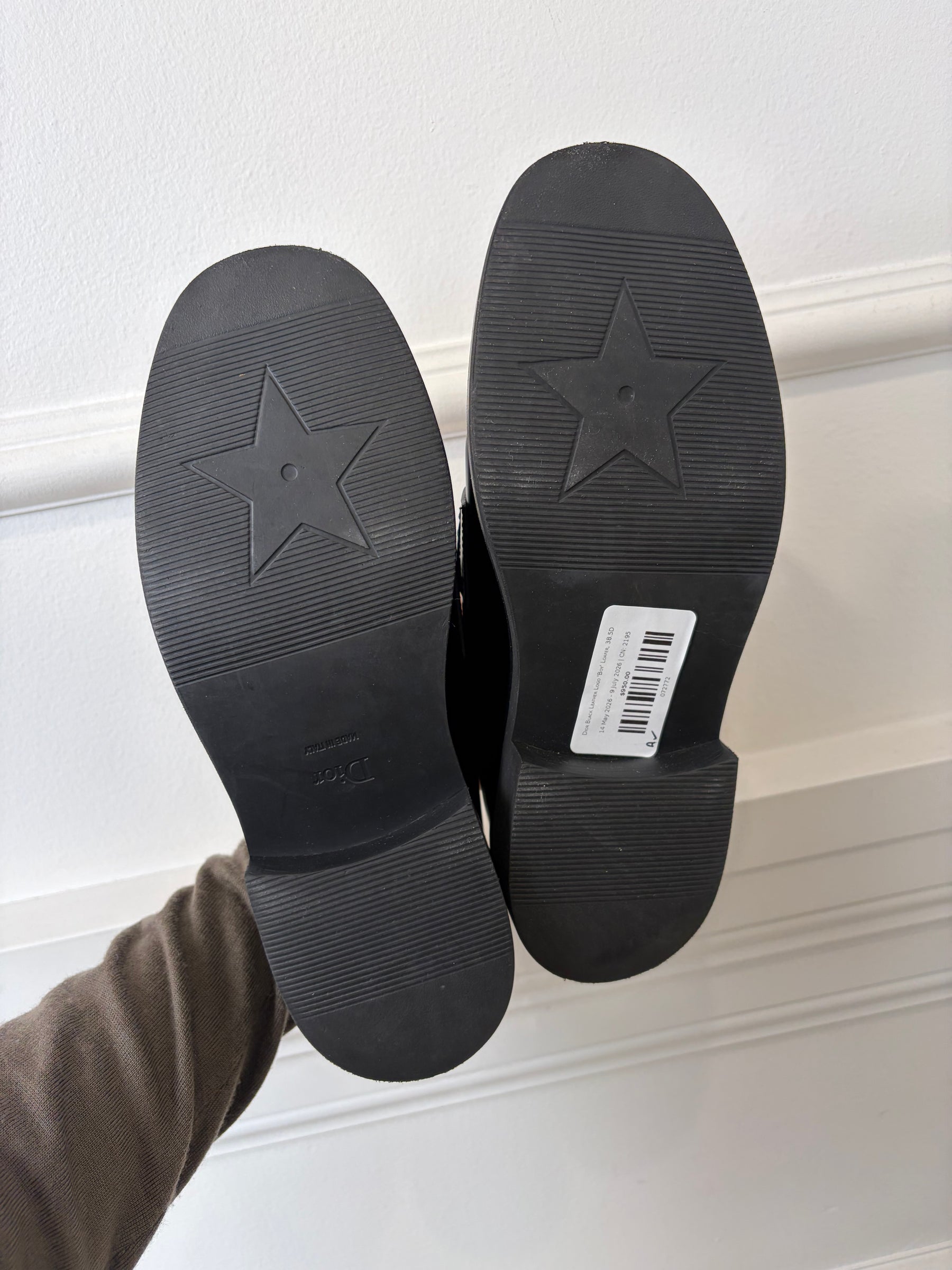 Dior Black Leather Logo 'Boy' Loafer, 38.5D
