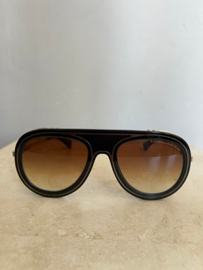 DITA Black and Gold Oversized Aviator Style Sunglasses