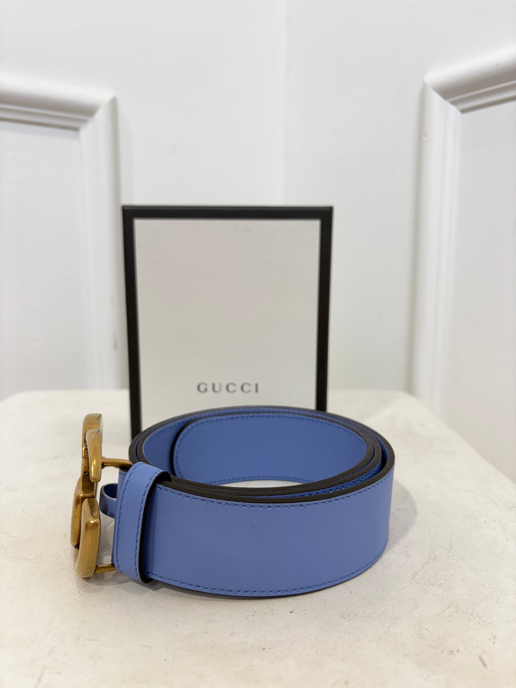 Gucci Pale Blue Marmont Belt, 85