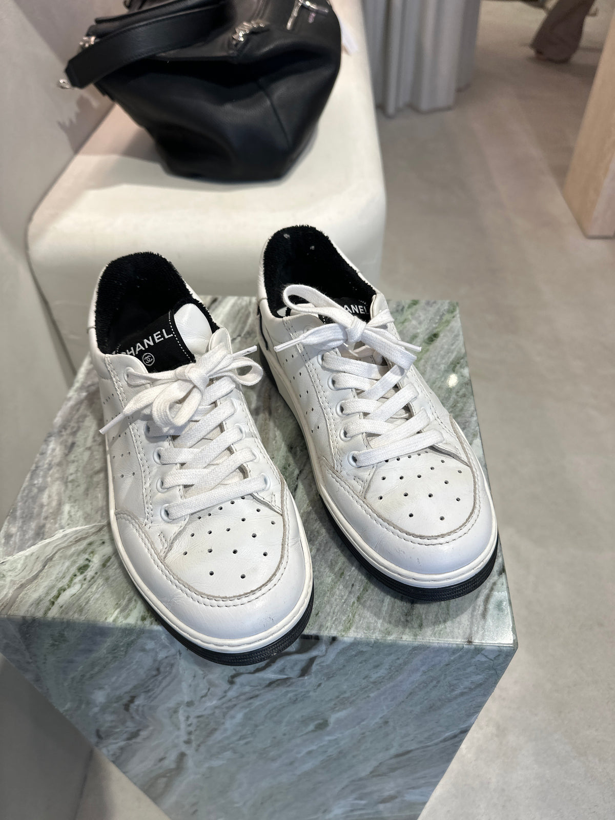 Chanel White Logo Sneakers, 37