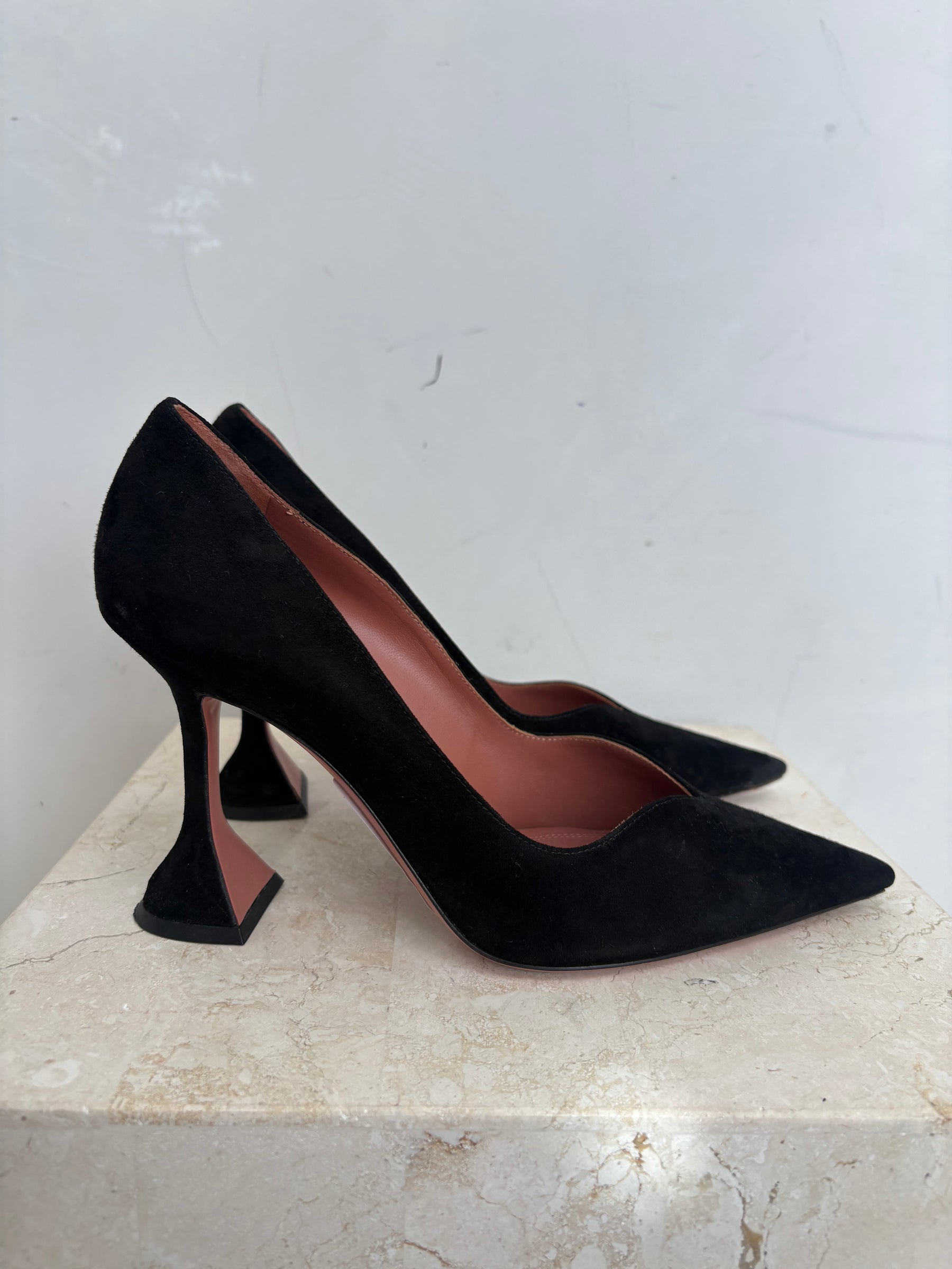Amina Muaddi Black Suede Pointed Pump, 39
