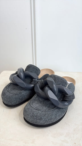 JW Anderson Grey Felt Chain Mules, 37
