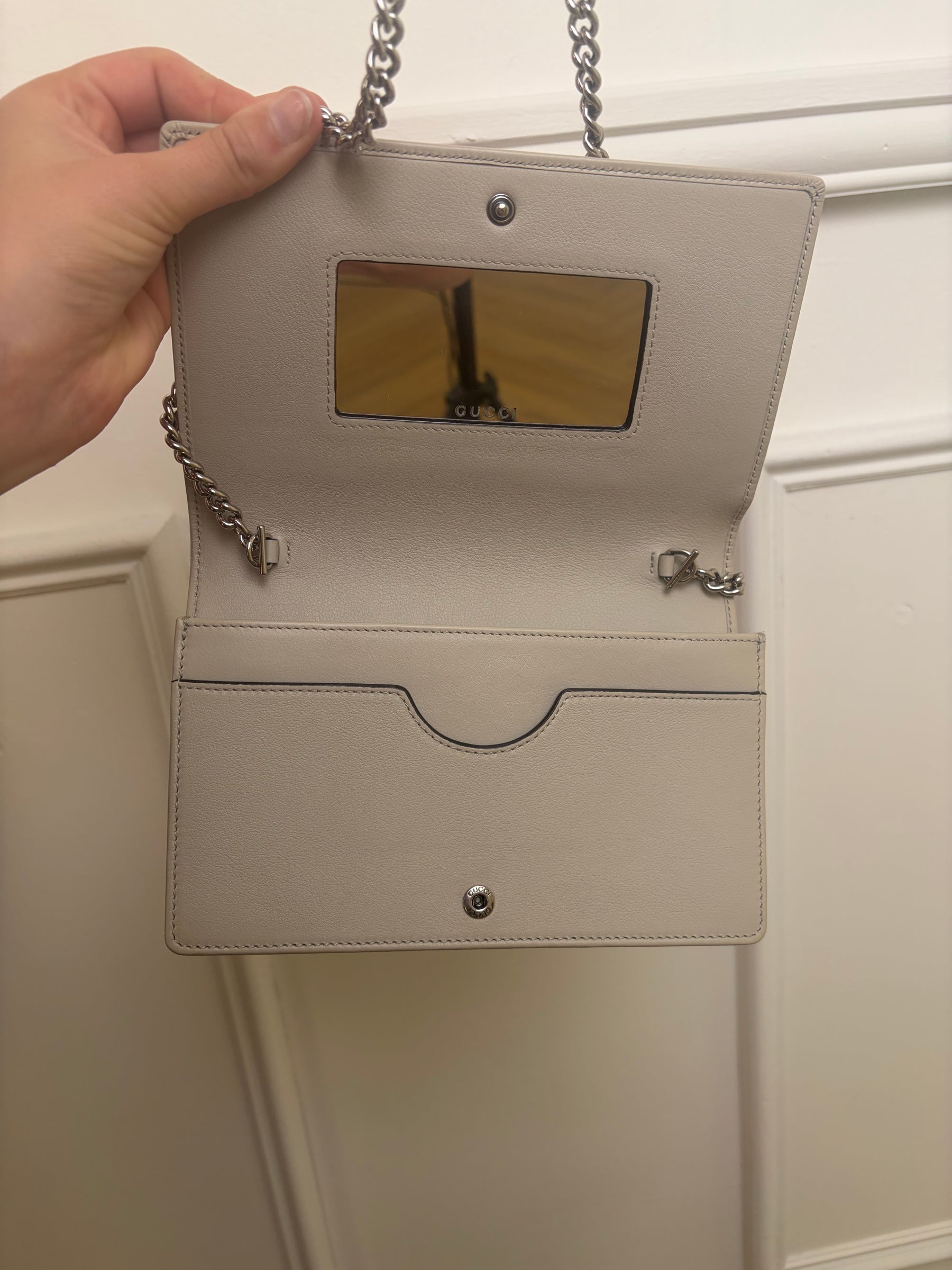 Gucci Greige Marmont Wallet On Chain