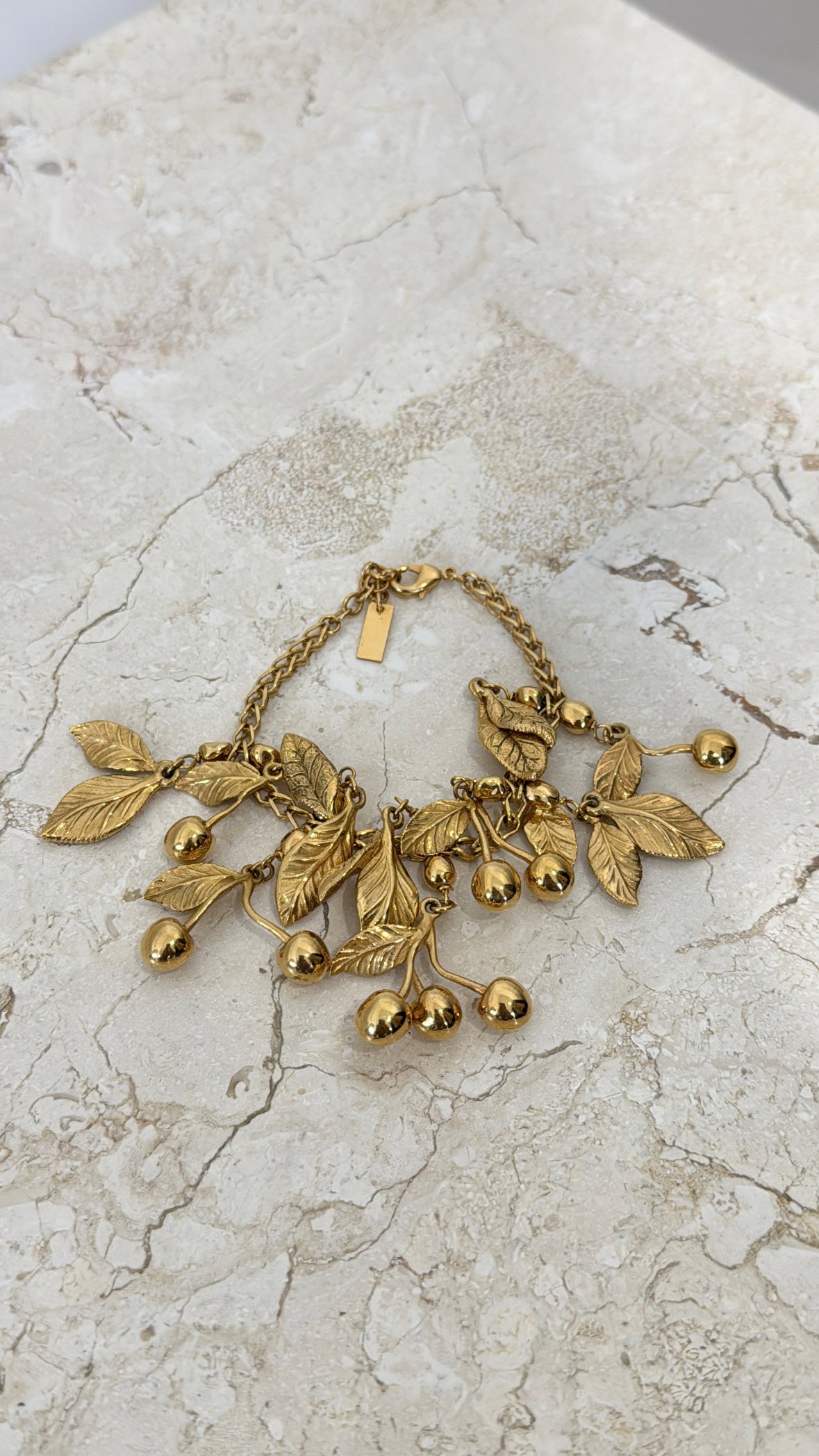 Saint Laurent Leaves Charm Bracelet Gold Tone, Small
