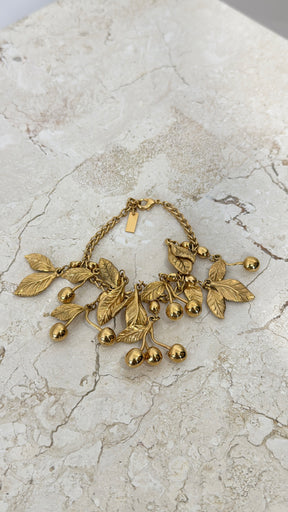 Saint Laurent Leaves Charm Bracelet Gold Tone, Small