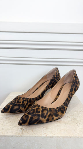 Gianvito Rossi Leopard Print Kitten Heel Pumps, 41
