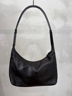 Prada Black Leather Acrylic Handle Shoulder Bag