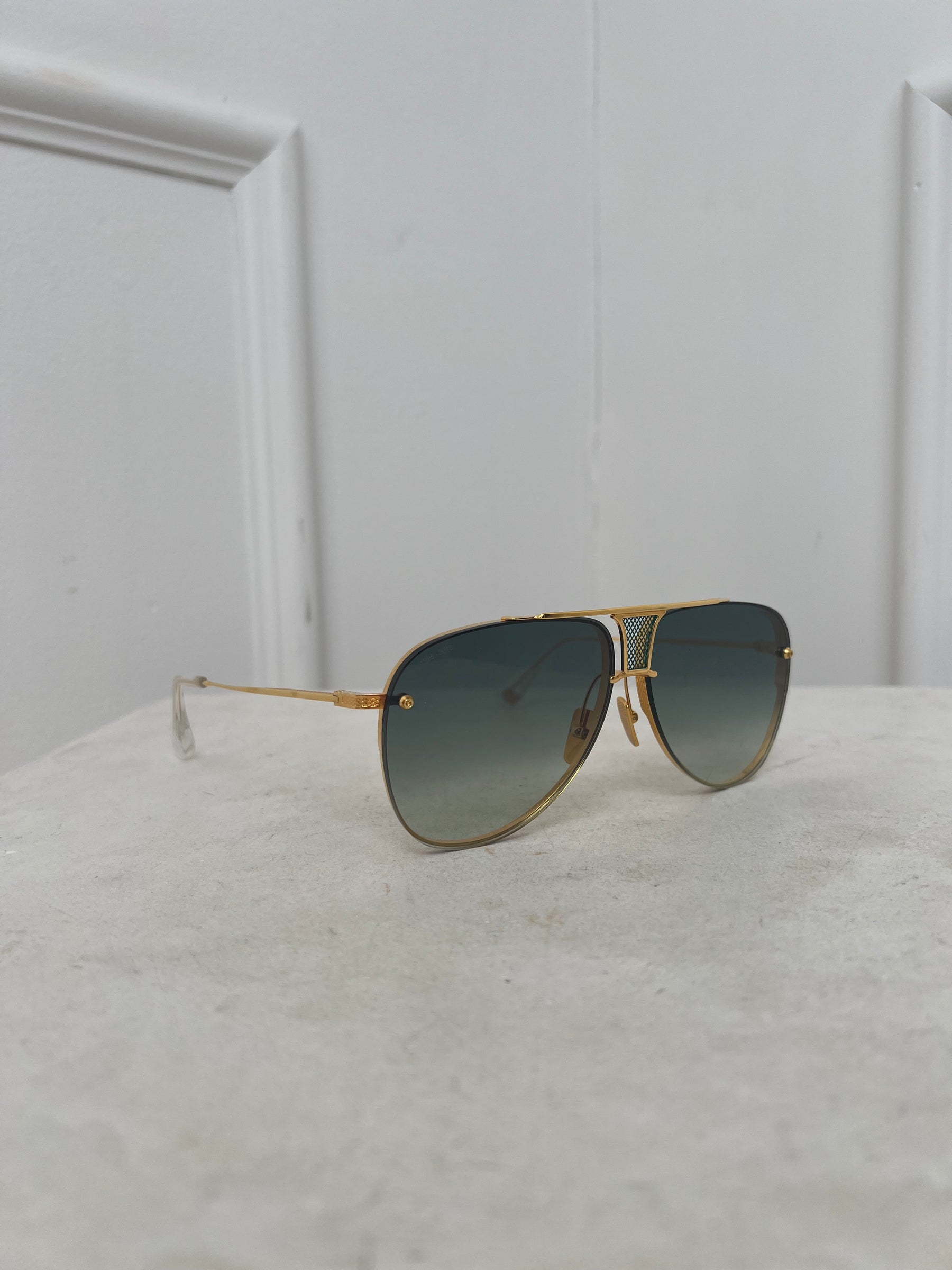 DITA Gold Tone Oversized Aviator Sunglasses