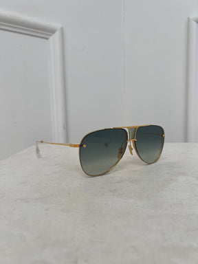 DITA Gold Tone Oversized Aviator Sunglasses