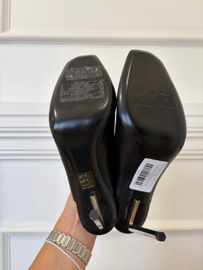 Off White Allen Square Toe Sabot Mules Black Silver, 40