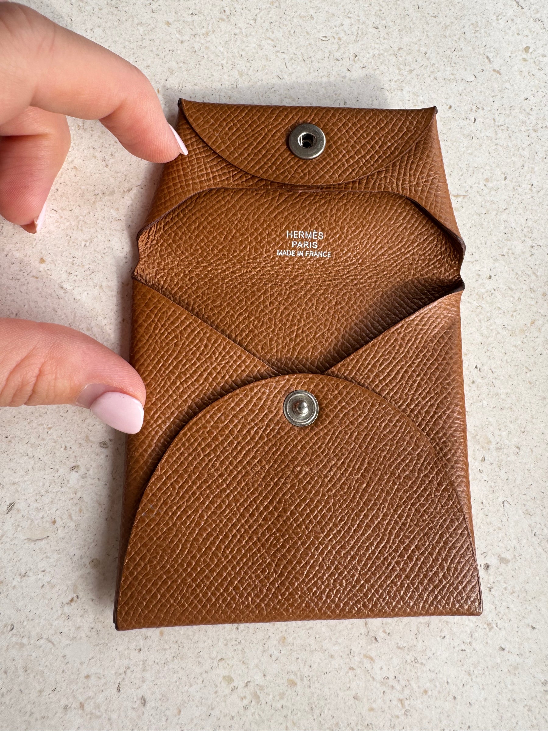 Hermès Gold Epsom Leather Bastia Coin Purse