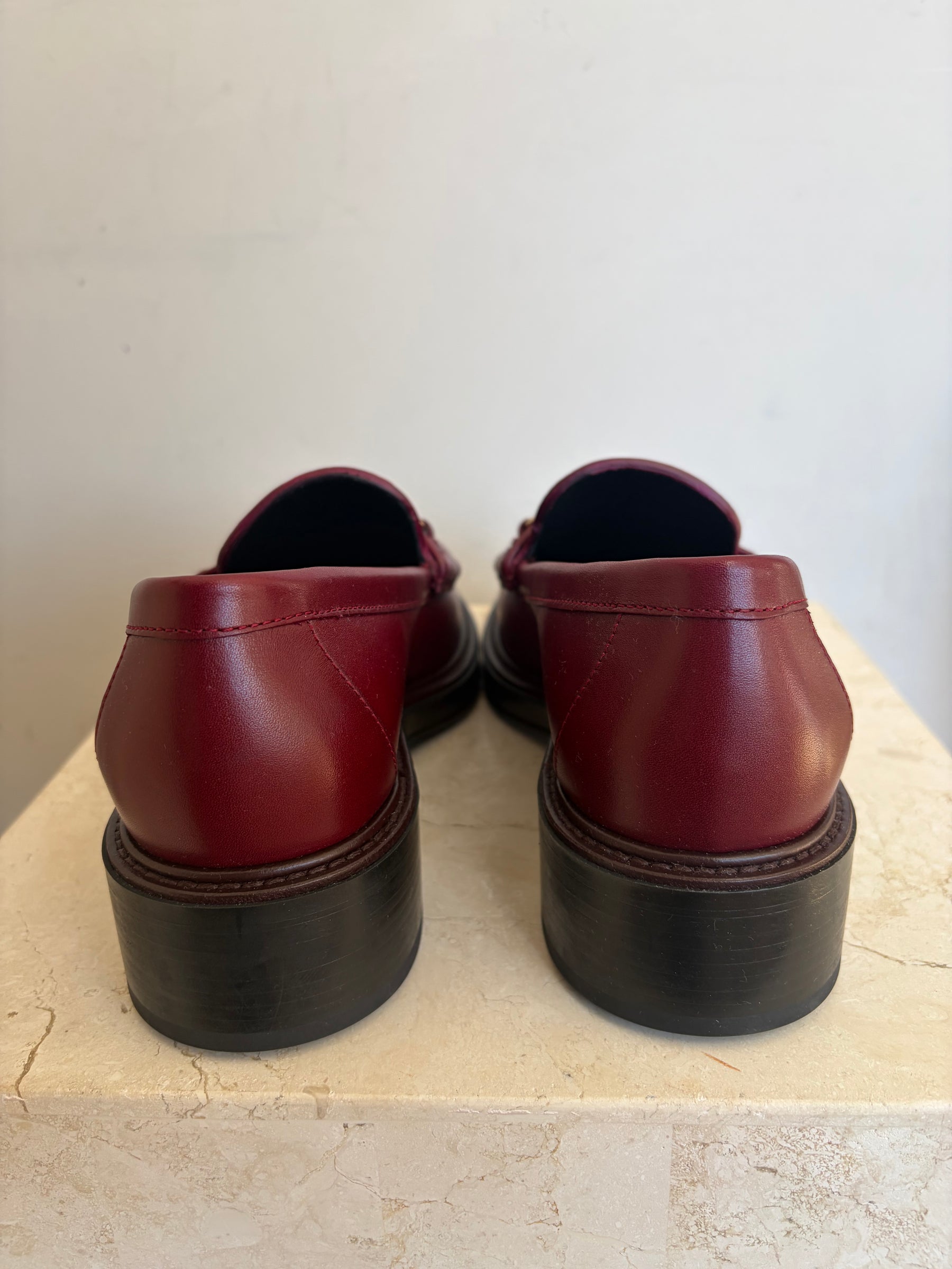 Gucci Burgundy Leather Horsebit Loafer, 38