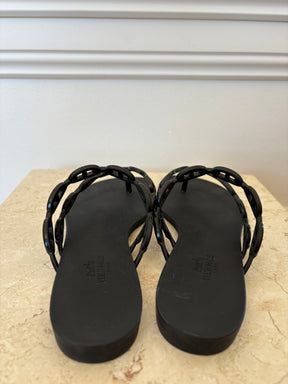 Hermès Black Rubber Island Sandals, 37