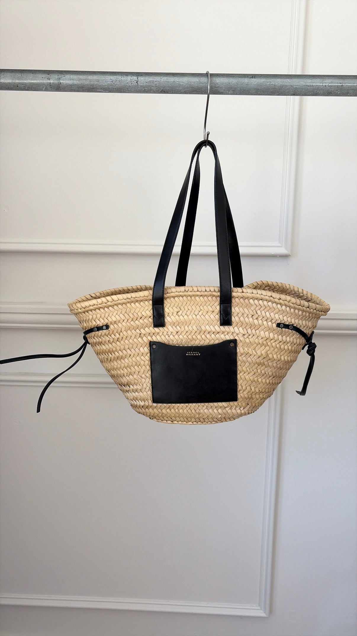 Isabel Marant Cadix Medium Basket Bag Natural Black