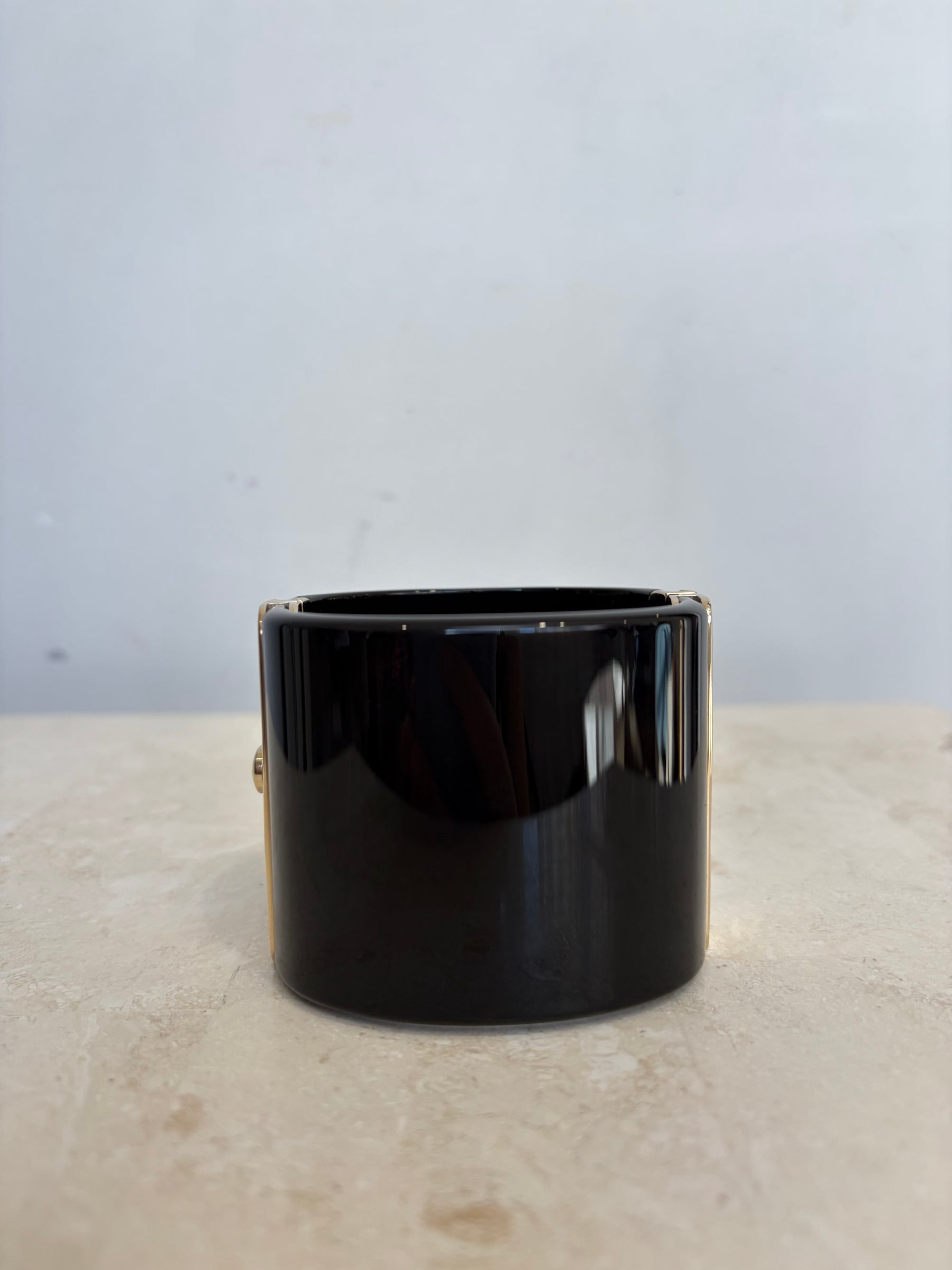 Chanel Black and White Acrylic Logo Cuff SET